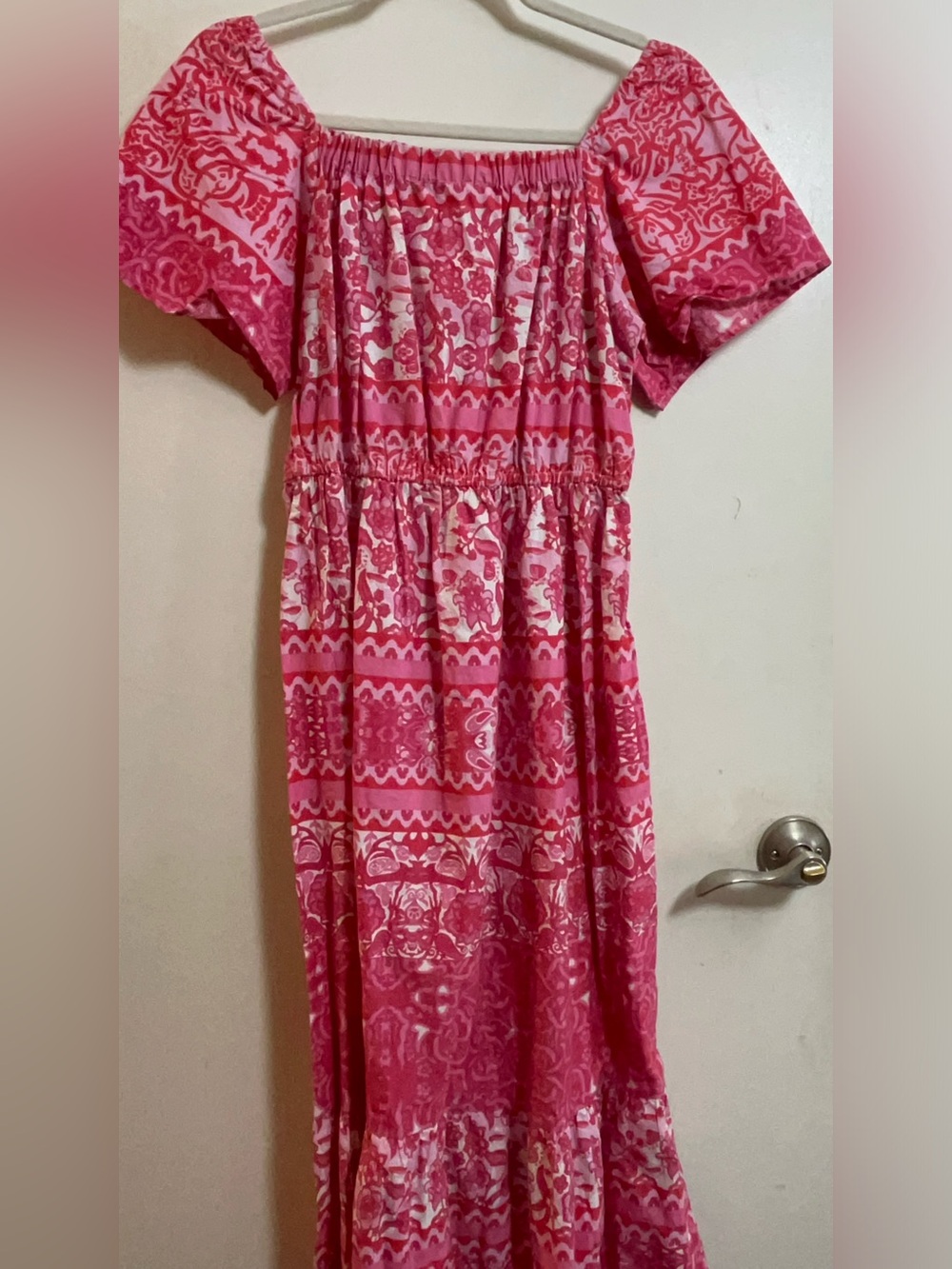 Womens Pink Patterned Summer Dress